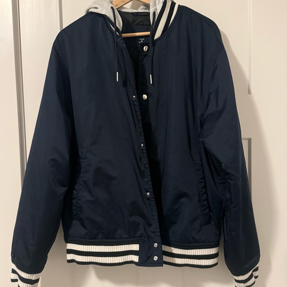 Abercrombie & Fitch Blue Hooded Bomber Jacket Classic Varsity Style Hoodie